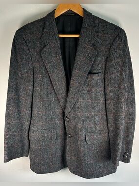 Harry Rosen Sedgewick Tweed Herringbone Pure Wool Blazer Jacket Sz 40S Vintage